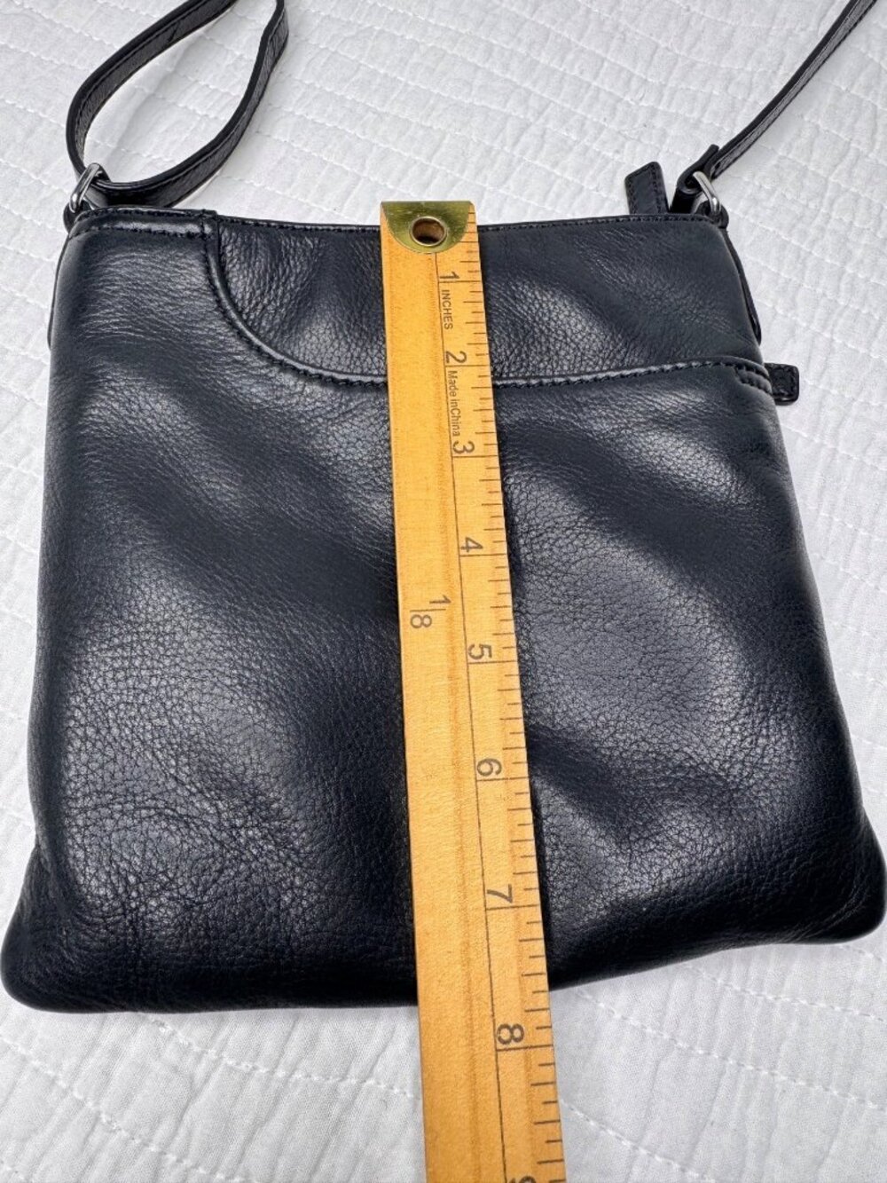Margot New York Black Pebbled Leather Zip Hipster Crossbody Bag Purse - Picture 10 of 11